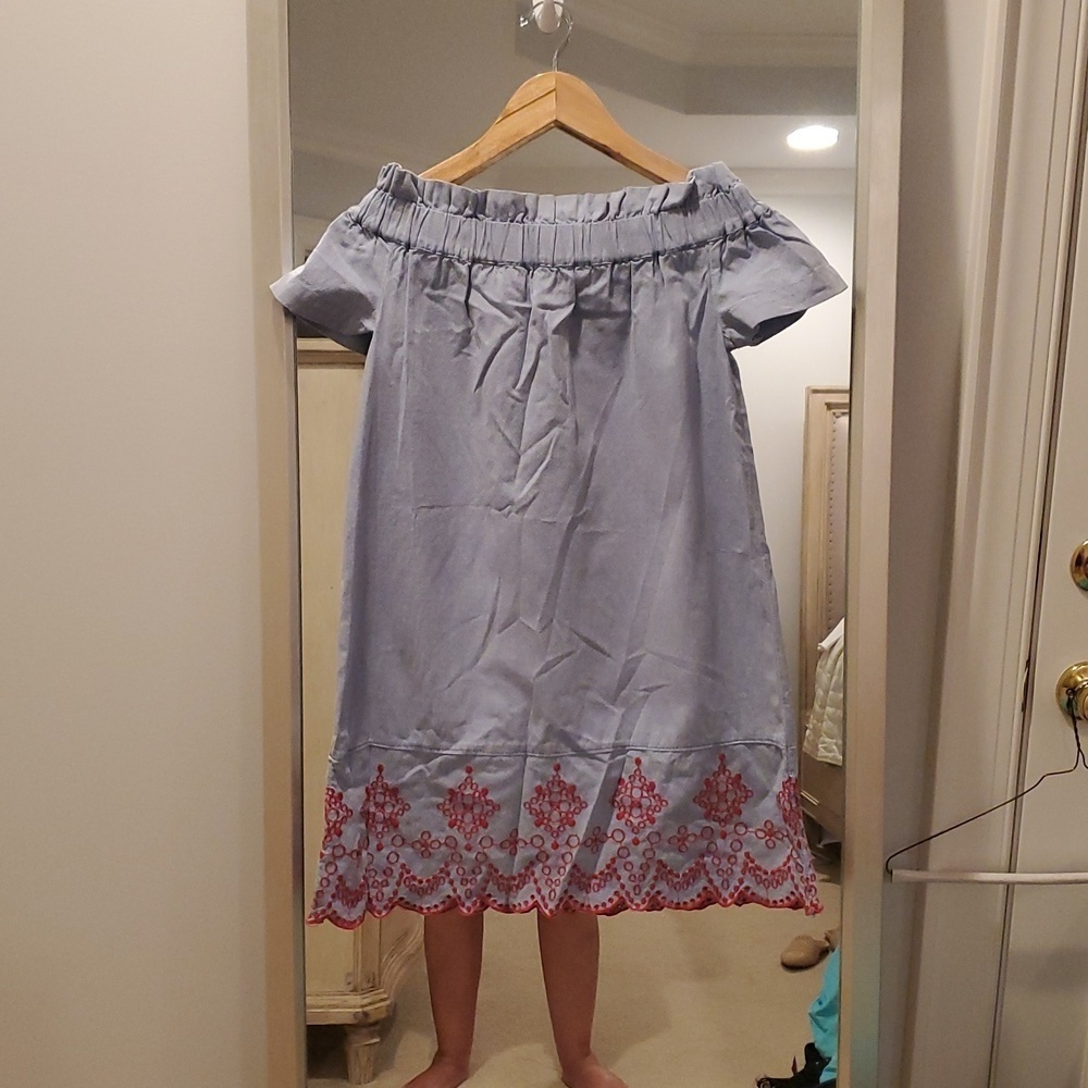Vineyard Vines Off The Shoulder Embroidered Oxford Dress Size XS